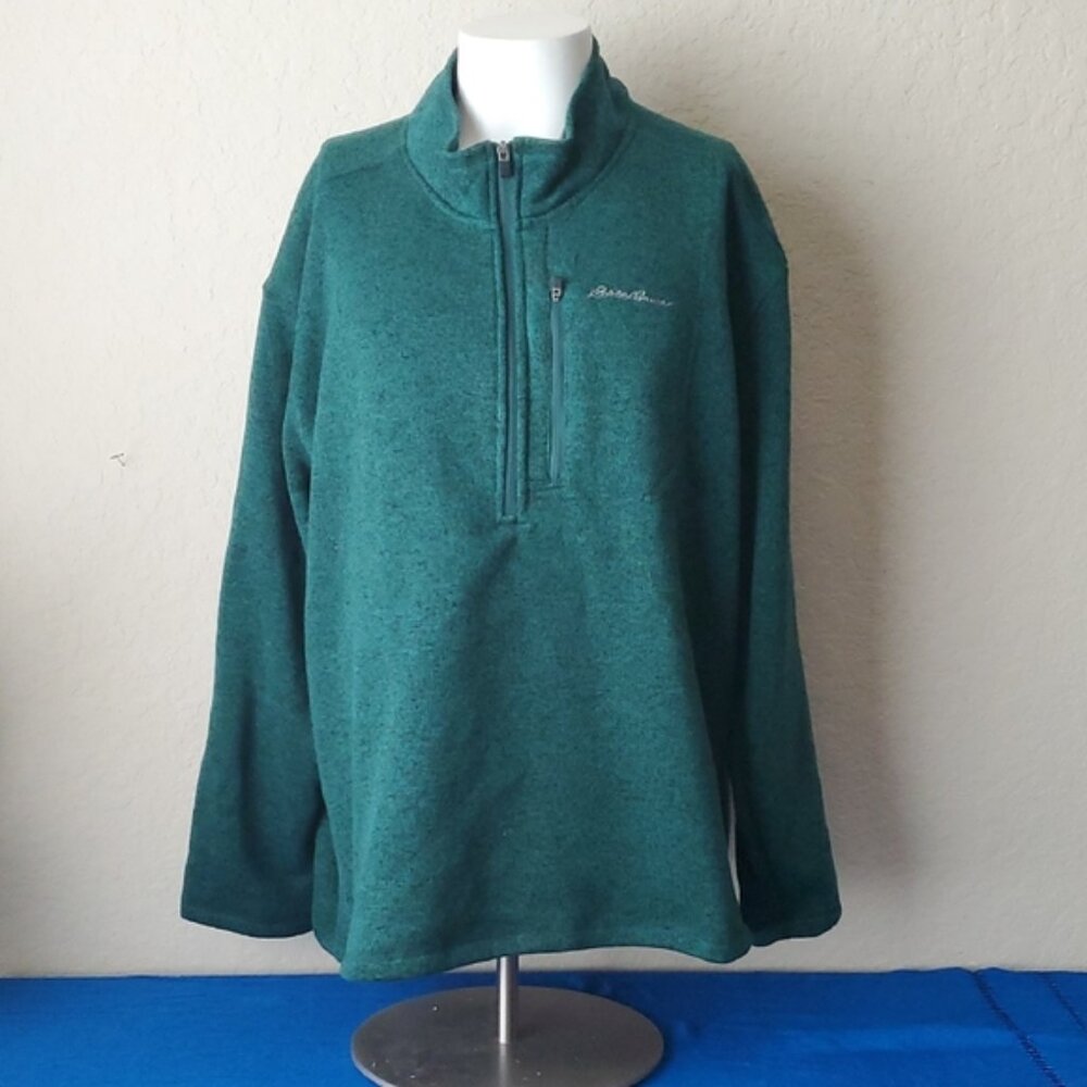 Eddie Bauer Sweater Mens 4XB Palm Green Fleece 1/2 Zip Pullover Outdoor